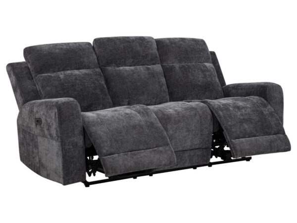 Kennett Chenille Upholstered Power Reclining Sofa Dark Grey