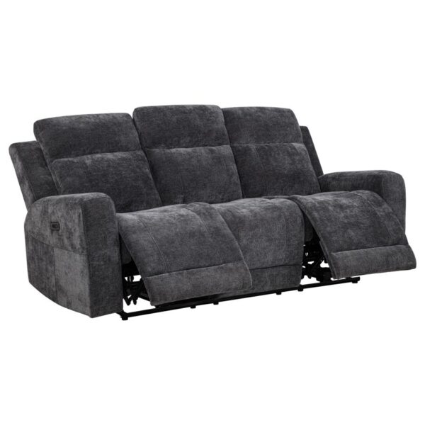 Kennett Chenille Upholstered Power Reclining Sofa Dark Grey