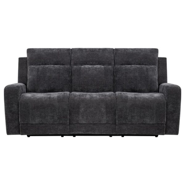 Kennett Chenille Upholstered Power Reclining Sofa Dark Grey
