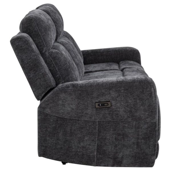 Kennett Chenille Upholstered Power Reclining Sofa Dark Grey