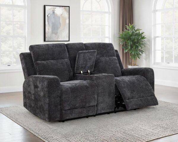 Kennett Chenille Upholstered Power Reclining Loveseat Grey