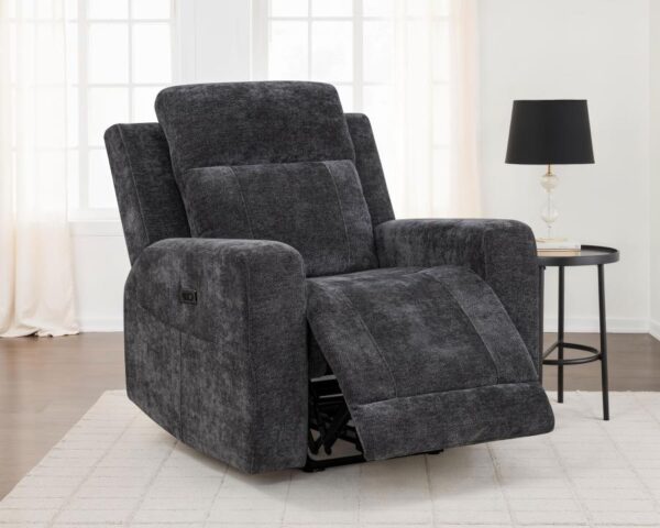 Kennett Chenille Upholstered Power Recliner Chair Dark Grey