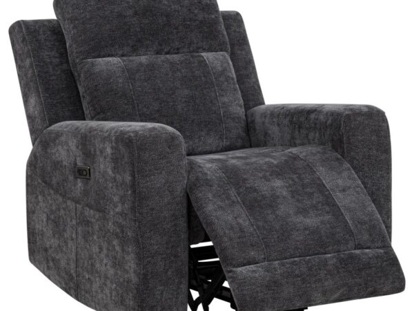 Kennett Chenille Upholstered Power Recliner Chair Dark Grey