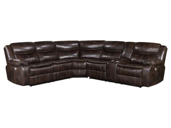 Sycamore Upholstered Power Reclining Sectional Sofa Brown
