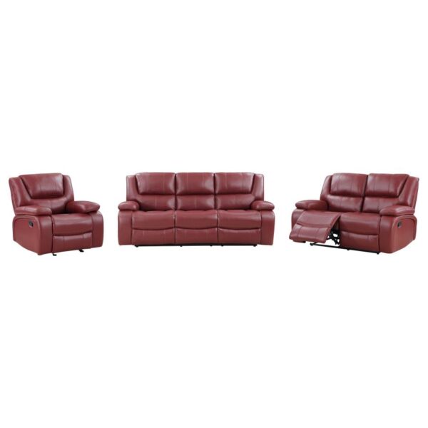 Camila 3-piece Upholstered Reclining Sofa Set Red