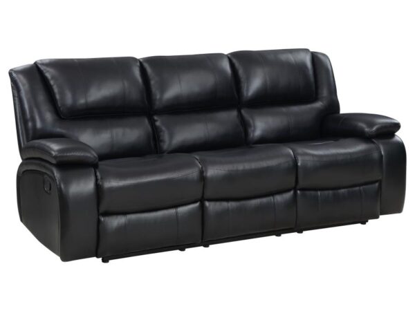 Camila Upholstered Motion Reclining Sofa Black