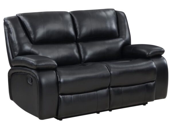 Camila Upholstered Motion Reclining Loveseat Black