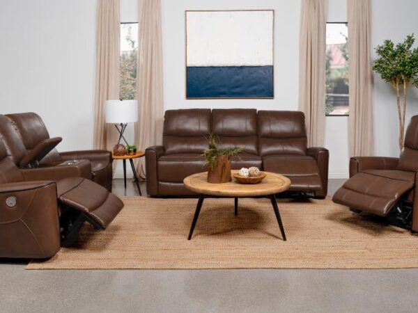 Greenfield 3-piece Power Reclining Sofa Set Saddle Brown