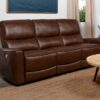 Greenfield Upholstered Power Reclining Sofa Saddle Brown
