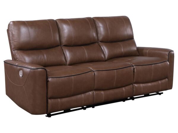Greenfield Upholstered Power Reclining Sofa Saddle Brown