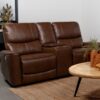 Greenfield Upholstered Power Reclining Loveseat Saddle Brown