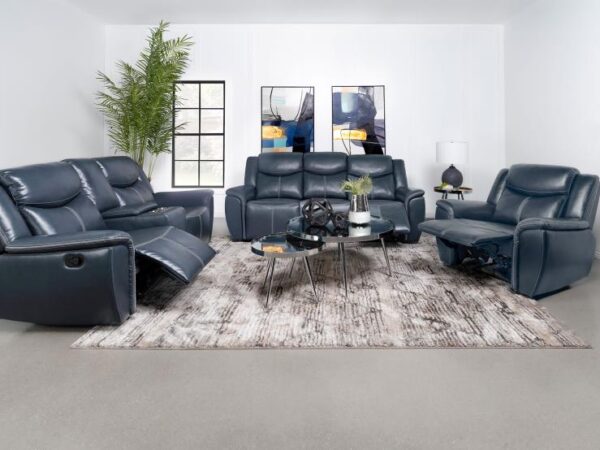 Sloane 3-piece Upholstered Reclining Sofa Set Blue