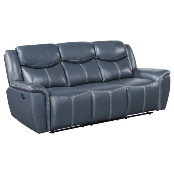 Sloane 3-piece Upholstered Reclining Sofa Set Blue
