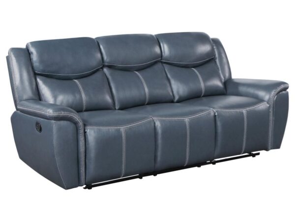 Sloane Upholstered Padded Arm Reclining Sofa Blue