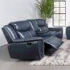 Sloane Upholstered Padded Arm Reclining Loveseat Blue