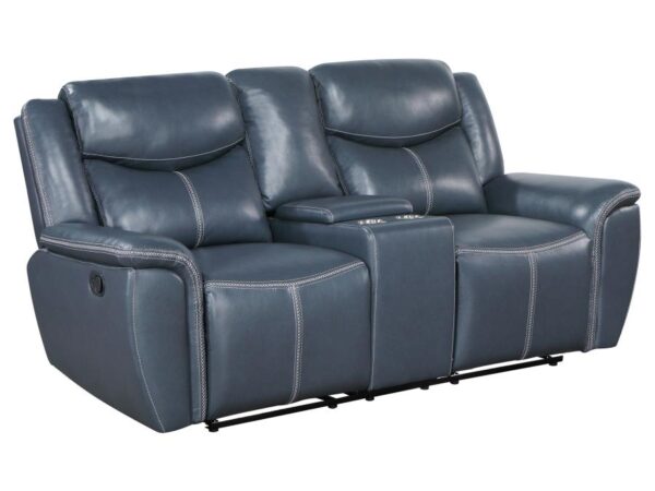 Sloane Upholstered Padded Arm Reclining Loveseat Blue