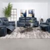 Sloane Upholstered Padded Arm Reclining Loveseat Blue
