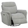 Adler Upholstered Power Swivel Glider Recliner Ivory