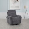 Adler Upholstered Power Swivel Glider Recliner Charcoal Grey