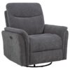 Adler Upholstered Power Swivel Glider Recliner Charcoal Grey