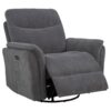 Adler Upholstered Power Swivel Glider Recliner Charcoal Grey