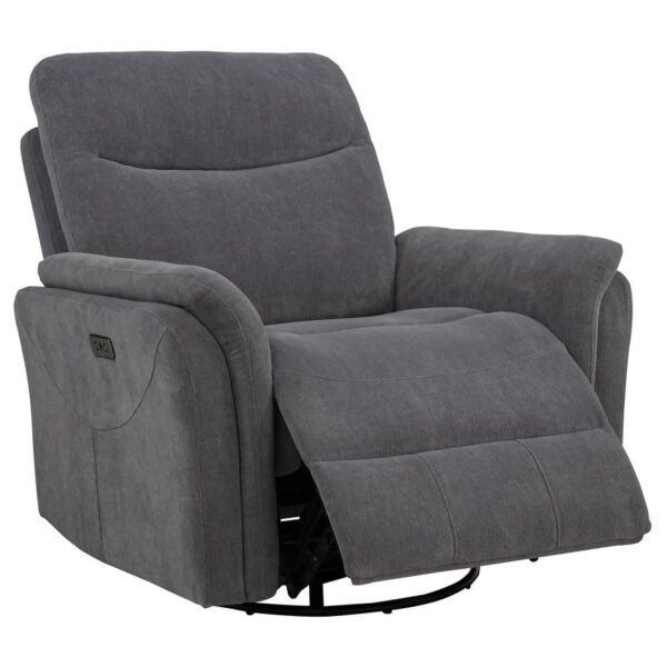 Adler Upholstered Power Swivel Glider Recliner Charcoal Grey