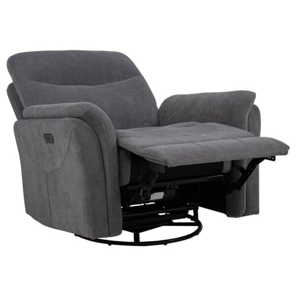Adler Upholstered Power Swivel Glider Recliner Charcoal Grey