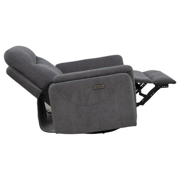 Adler Upholstered Power Swivel Glider Recliner Charcoal Grey