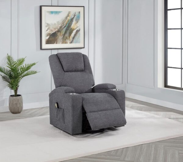 Louie Chenille Upholstered Power Lift Massage Chair Grey
