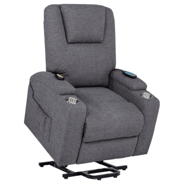 Louie Chenille Upholstered Power Lift Massage Chair Grey