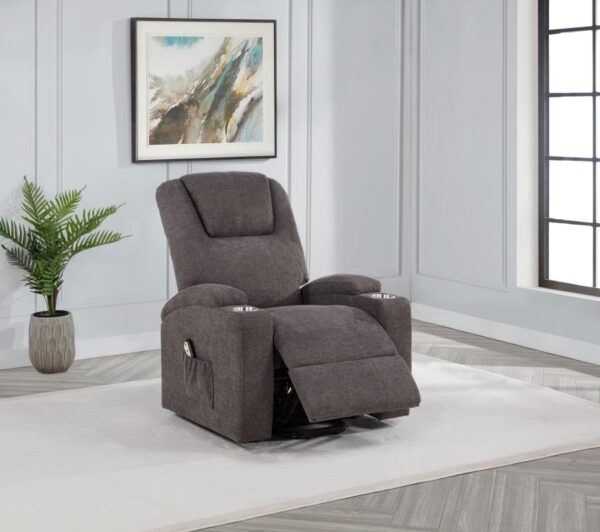 Louie Chenille Upholstered Power Lift Massage Chair Brown