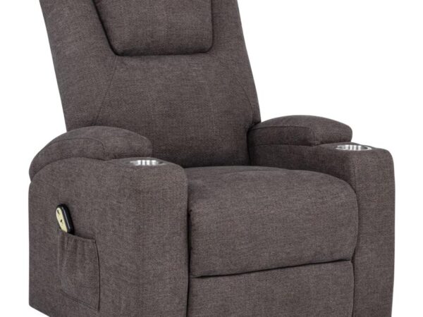 Louie Chenille Upholstered Power Lift Massage Chair Brown