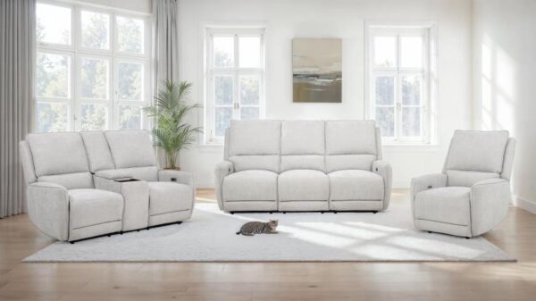 Sylmar Chenille Upholstered Power Reclining Sofa Dove Grey