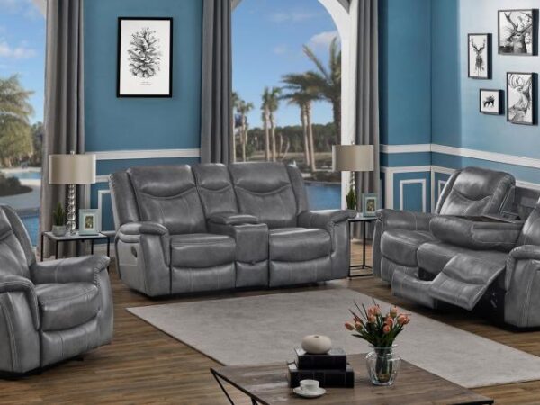 Conrad 3-piece Upholstered Padded Arm Motion Sofa Set Grey