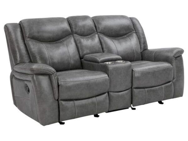 Conrad Upholstered Padded Arm Glider Loveseat Grey