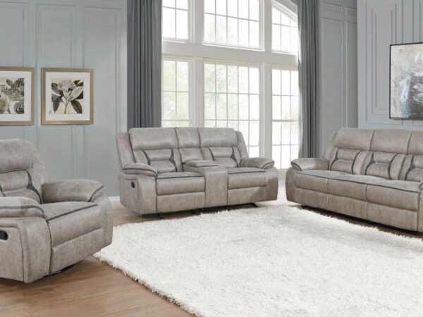 Greer 3-piece Upholstered Reclining Sofa Set Taupe