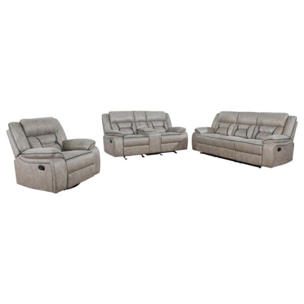 Greer 3-piece Upholstered Reclining Sofa Set Taupe