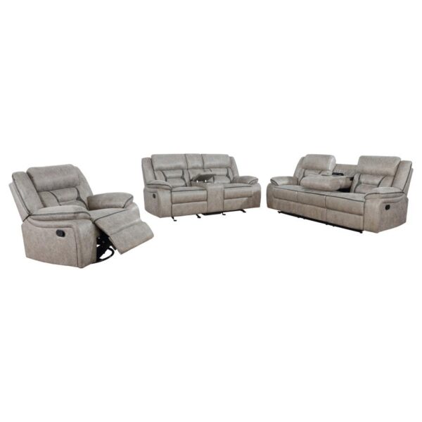 Greer 3-piece Upholstered Reclining Sofa Set Taupe