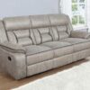 Greer Upholstered Motion Reclining Sofa Taupe