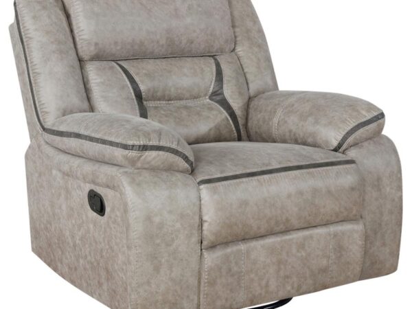 Greer Upholstered Swivel Glider Recliner Chair Taupe