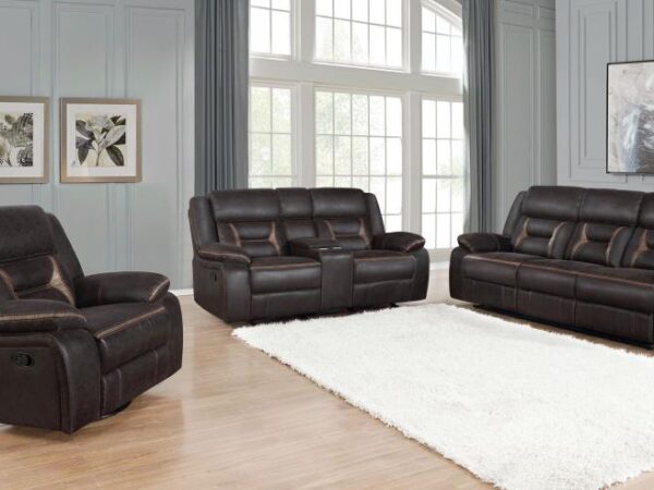 Greer 3-piece Upholstered Reclining Sofa Set Brown