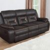 Greer Upholstered Motion Reclining Sofa Brown
