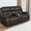 Greer Upholstered Motion Reclining Loveseat Brown