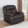 Greer Upholstered Swivel Glider Recliner Chair Brown