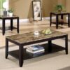 Flores 3-piece Faux Marble Top Coffee Table Set Cappuccino