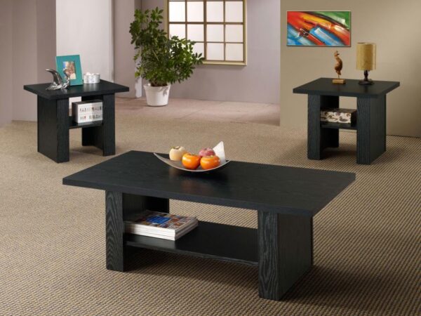 Rodez 3-piece Engineered Wood Coffee Table Set Black Oak
