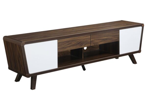 Alvin 2-door Engineered Wood 74-inch TV Stand Dark Walnut