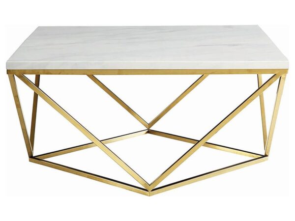Meryl Square Faux Marble Top Coffee Table White and Gold