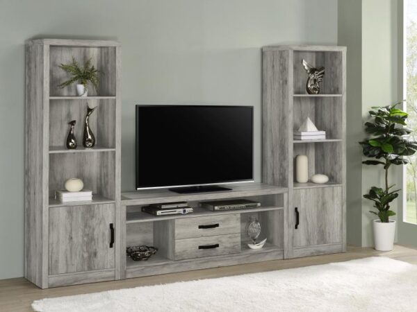 Burke 3-piece 59-inch TV Entertainment Center Grey Driftwood
