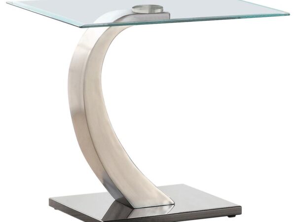 Pruitt Rectangular Glass Top Metal End Table Satin Silver